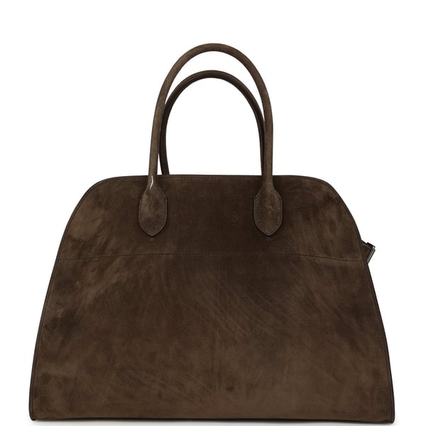 The Row The Row Soft Margaux 15 Bag Nut Brown Suede Silver Hardware