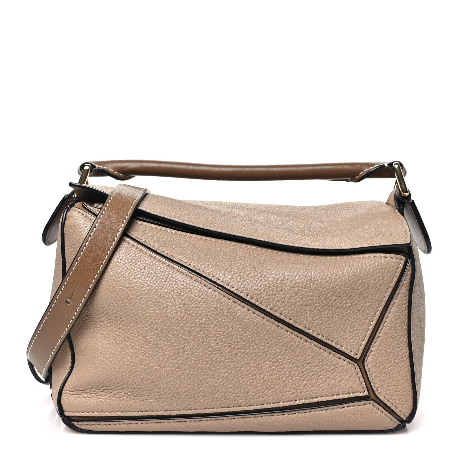Loewe Grained Calfskin Small Puzzle Bag Sand Mink