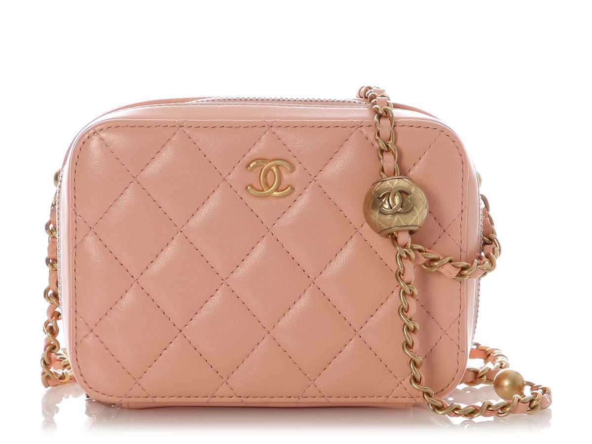 Chanel Chanel Mini Light Pink Quilted Lambskin Pearl Crush Camera Bag