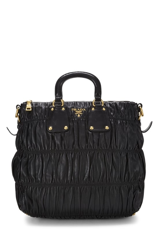 Black Nappa Gaufre Convertible Handbag