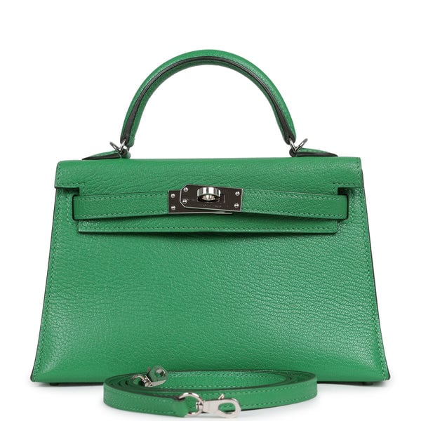 Hermes Pre-owned Hermes Kelly Sellier 20 Bambou Chevre Mysore Palladium Hardware