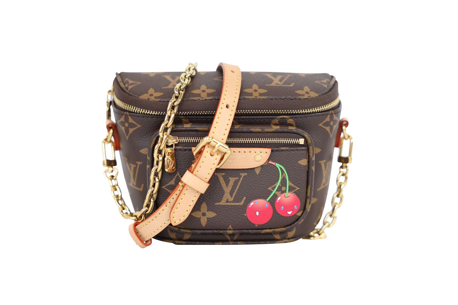 Louis Vuitton Louis Vuitton x Takashi Murakami Cherry Mini Bumbag, Brown Monogram Canvas and Gold Hardware, Preowned in Box WA001