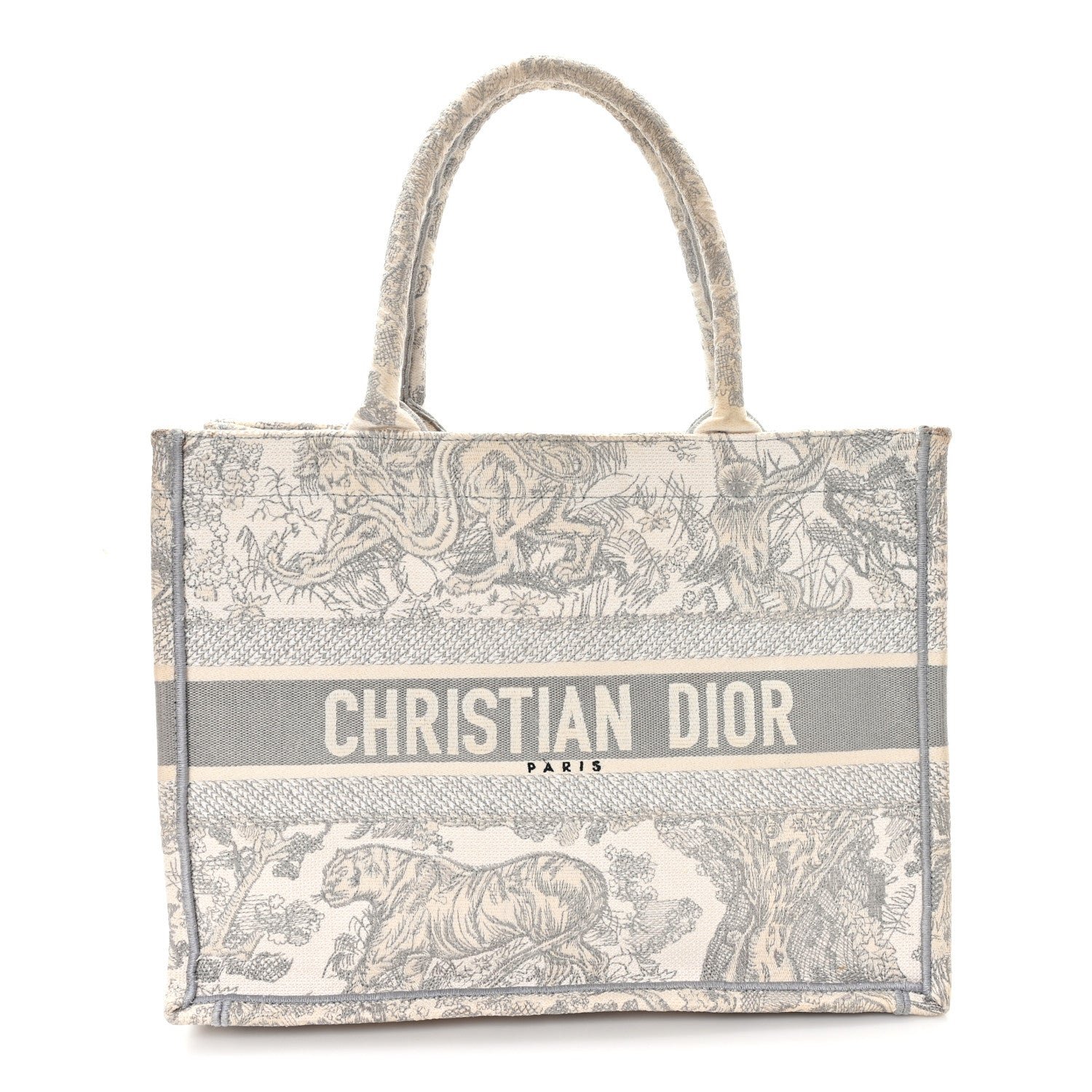 Canvas Embroidered Medium Dioriviera Toile De Jouy Book Tote Gray