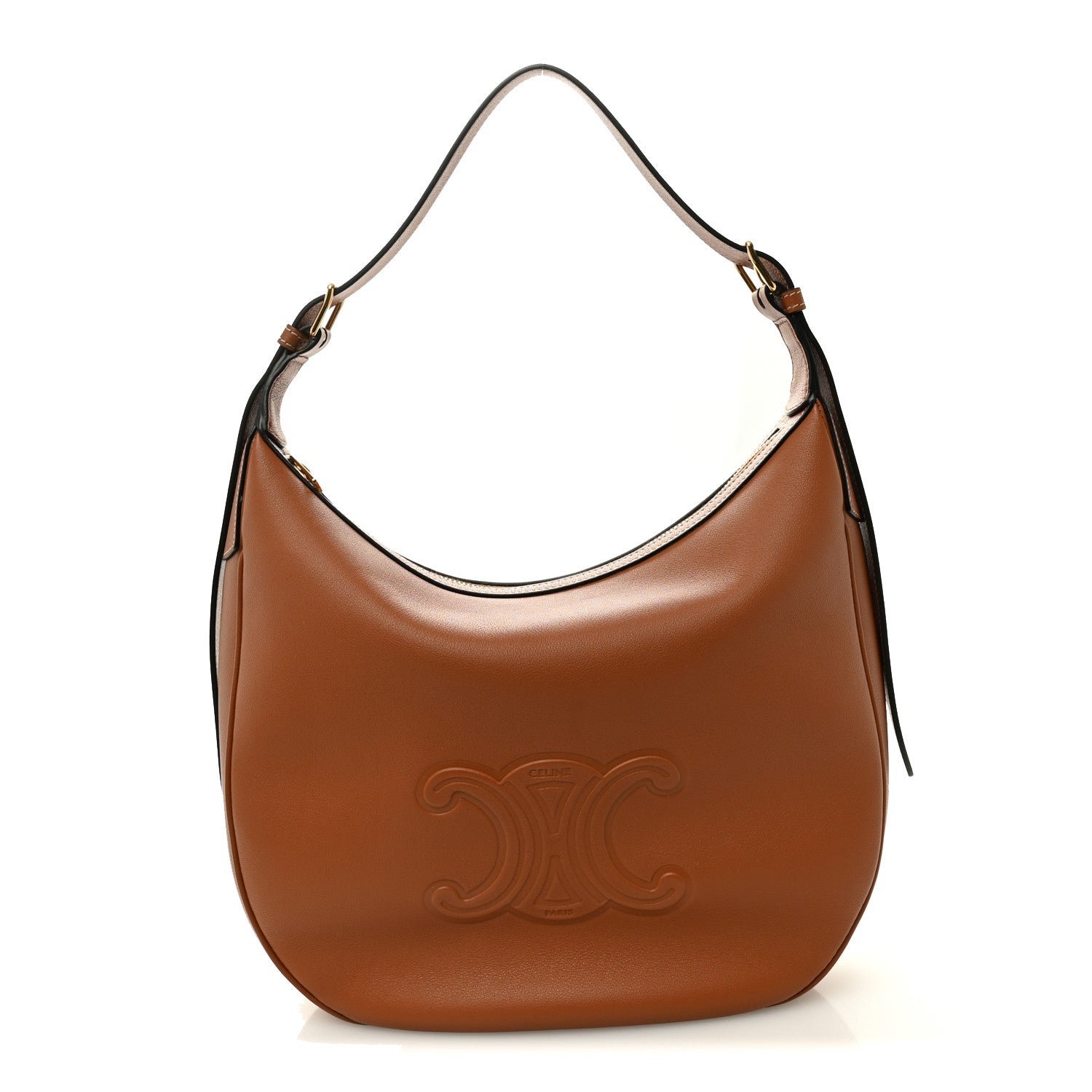 Celine Supple Calfskin Medium Triomphe Heloise Shoulder Bag Tan