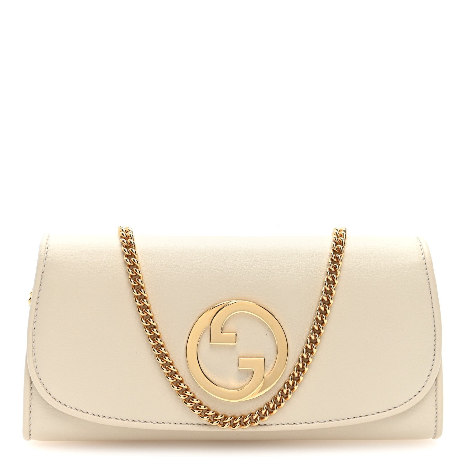 Gucci Roxy Calfskin Blondie Continental Chain Wallet Mystic White