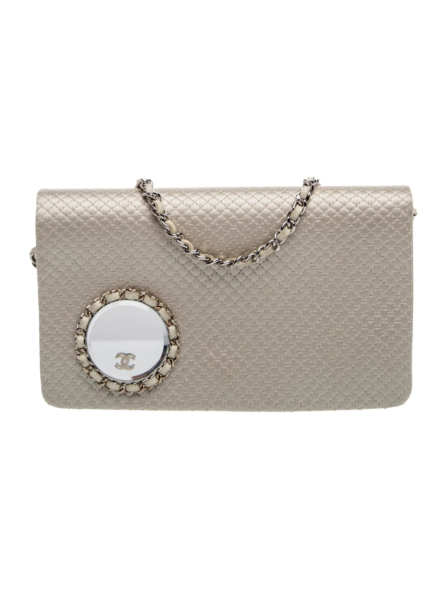 Satin Vanity Mirror Clutch w/Chain