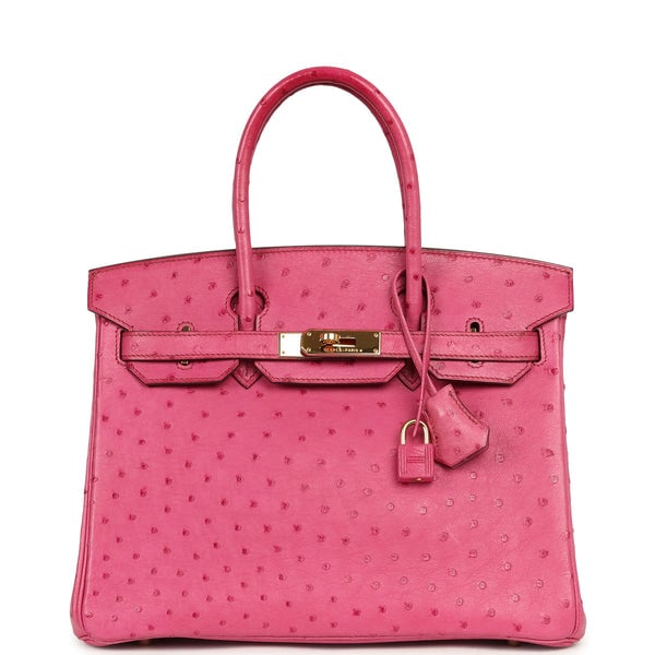 Pre-owned Hermes Birkin 30 Fuchsia Ostrich Gold Hardware