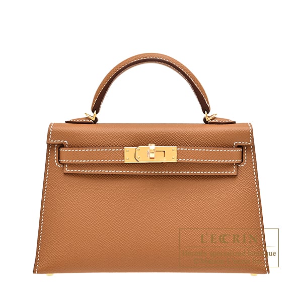Hermes Kelly bag mini Sellier Gold Epsom leather Gold hardware
