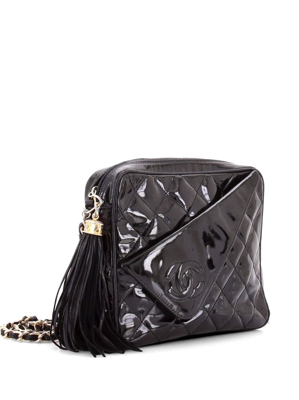 Camera Tassel Bag Quilted Patent Large shoulder bag