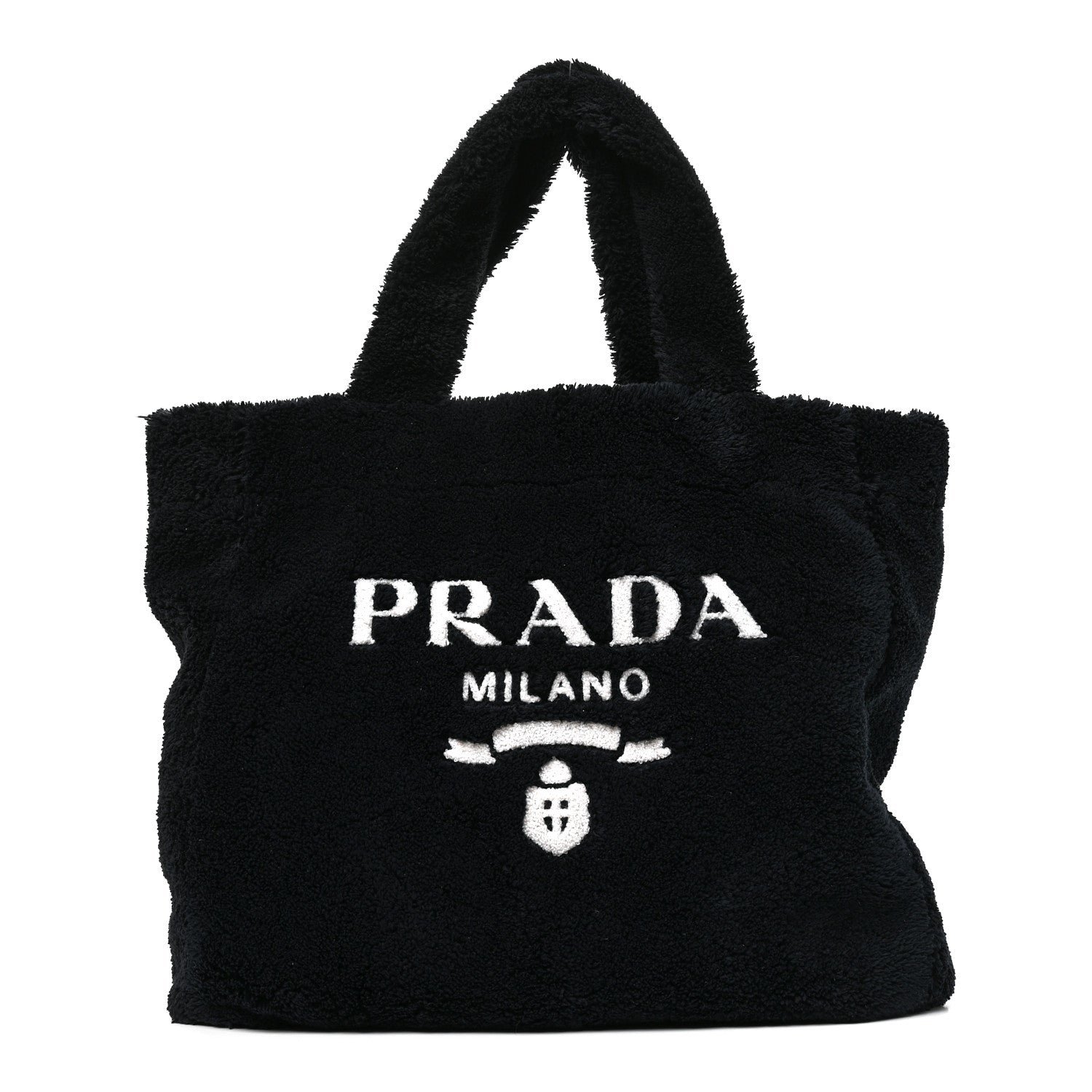 Prada Terry Cloth Tote Bag Black White