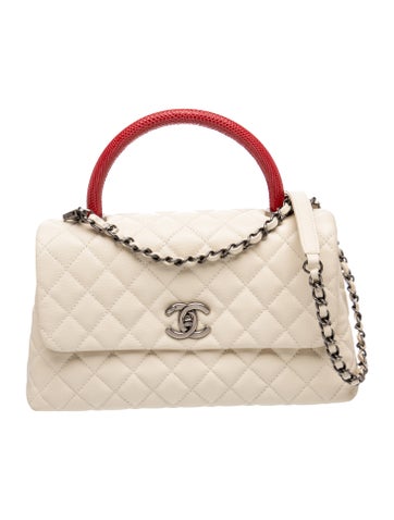 Small Lizard-Trimmed Coco Handle Bag