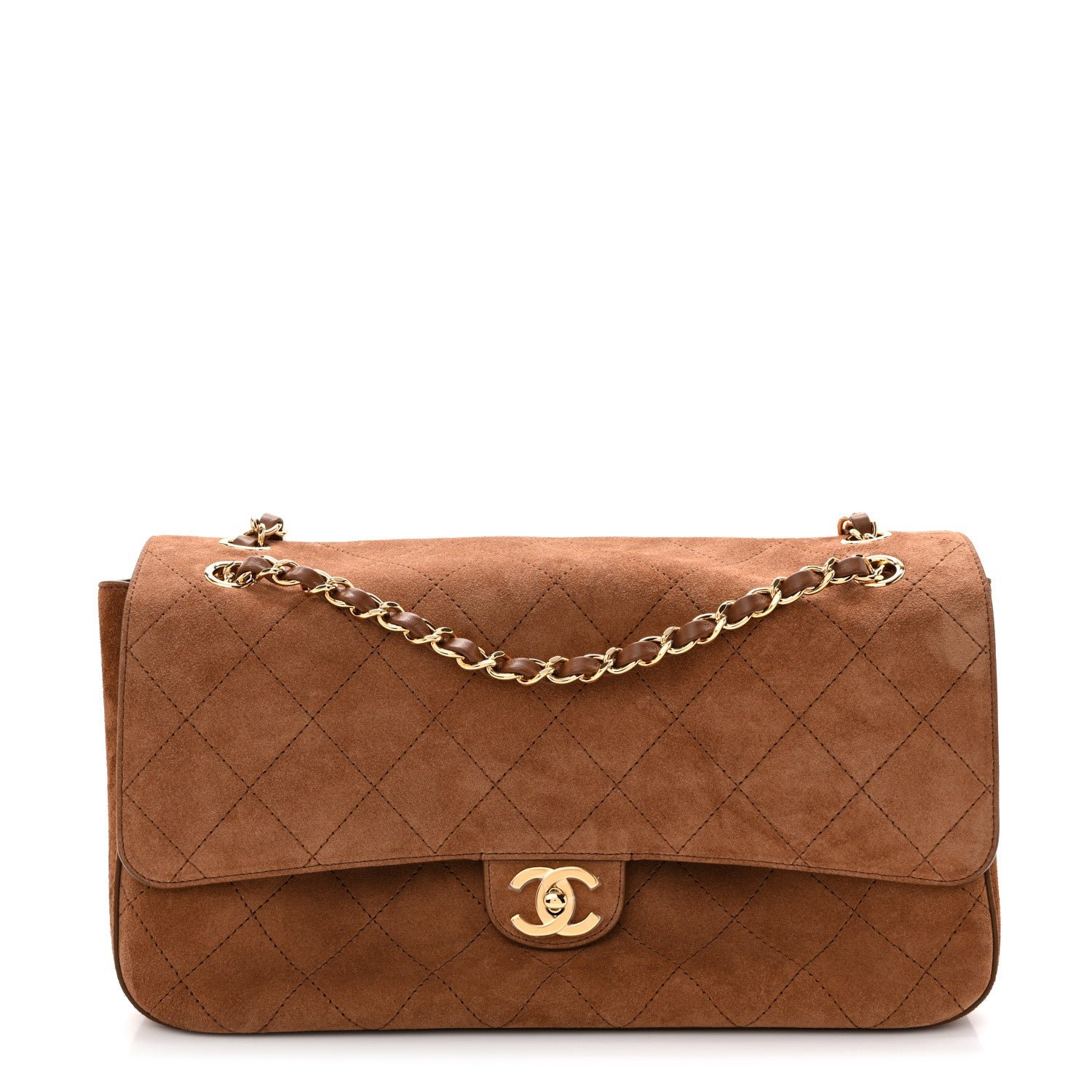 Chanel Suede Calfskin Small Souplissimo Maxi Flap Camel