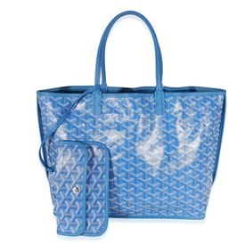 Goyard Goyard Blue Goyardine Canvas Reversible Anjou PM