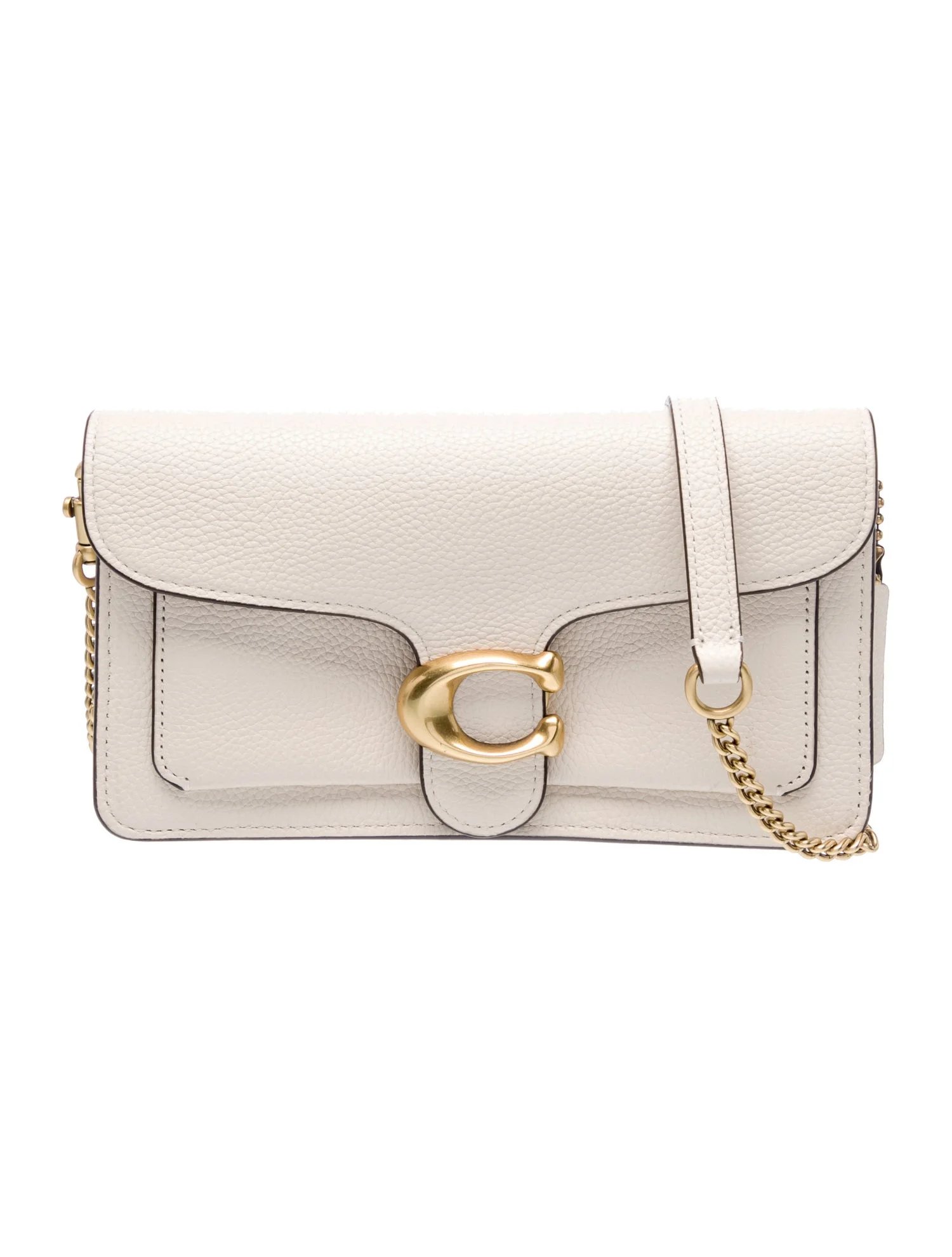 Leather Tabby Chain Clutch in Pebble Leather Small