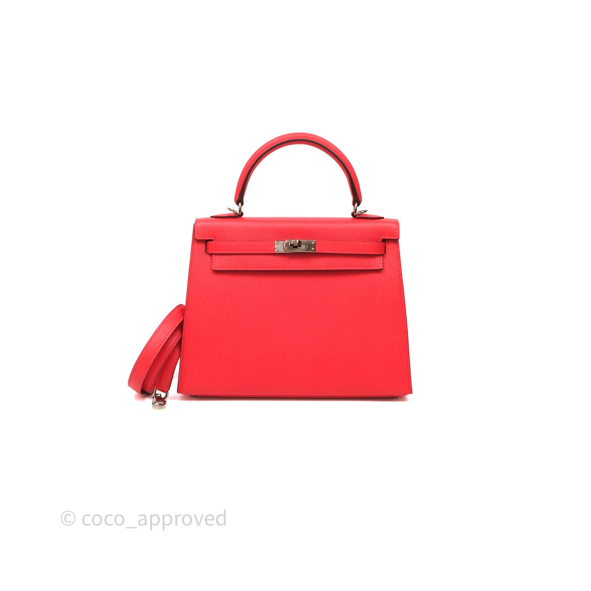 Hermès Kelly 25 Sellier Rose Jaipur T5 Epsom Palladium Hardware