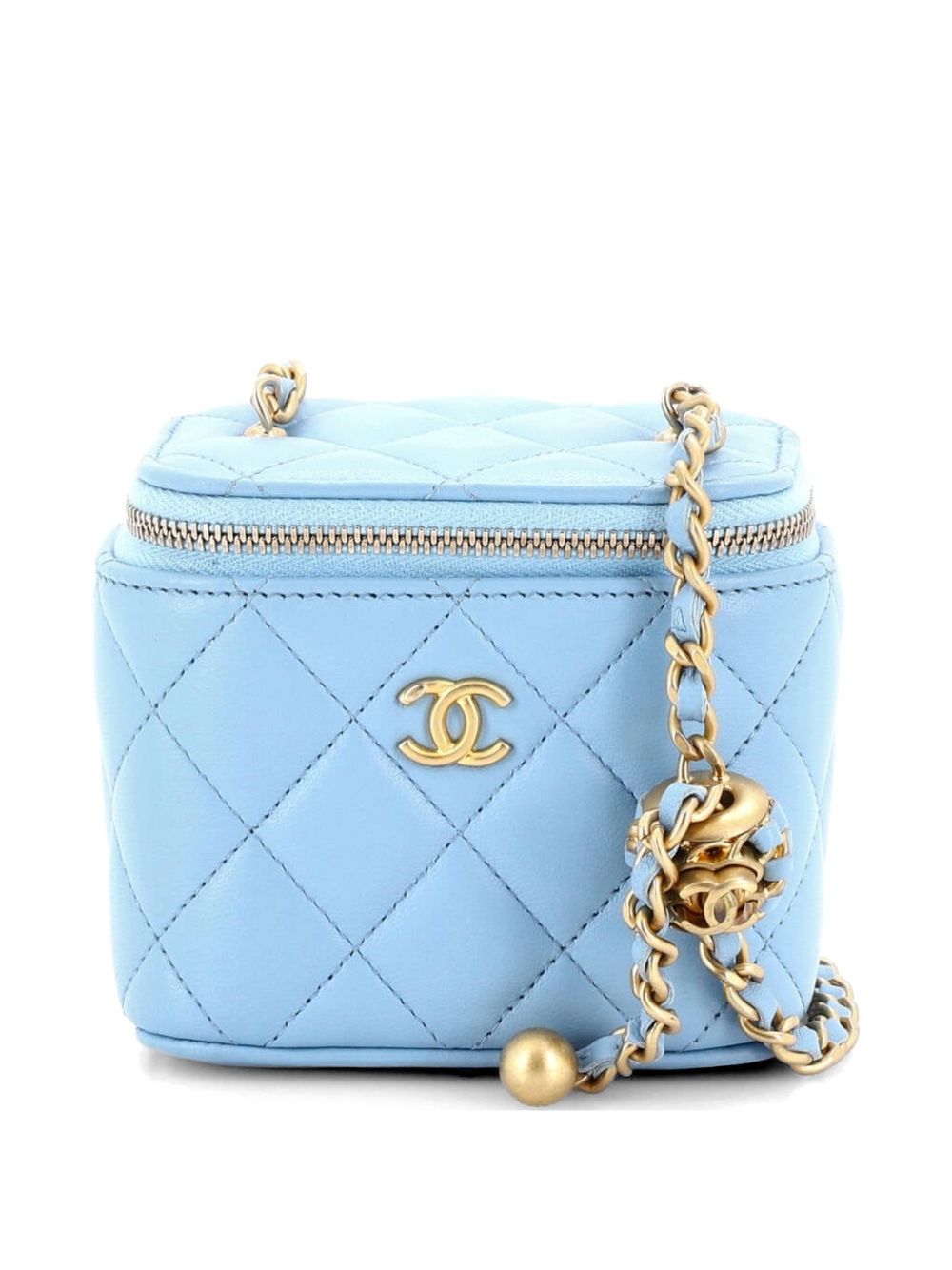 Pearl Crush Vanity Case with Chain Quilted Lambskin Mini clutch bag