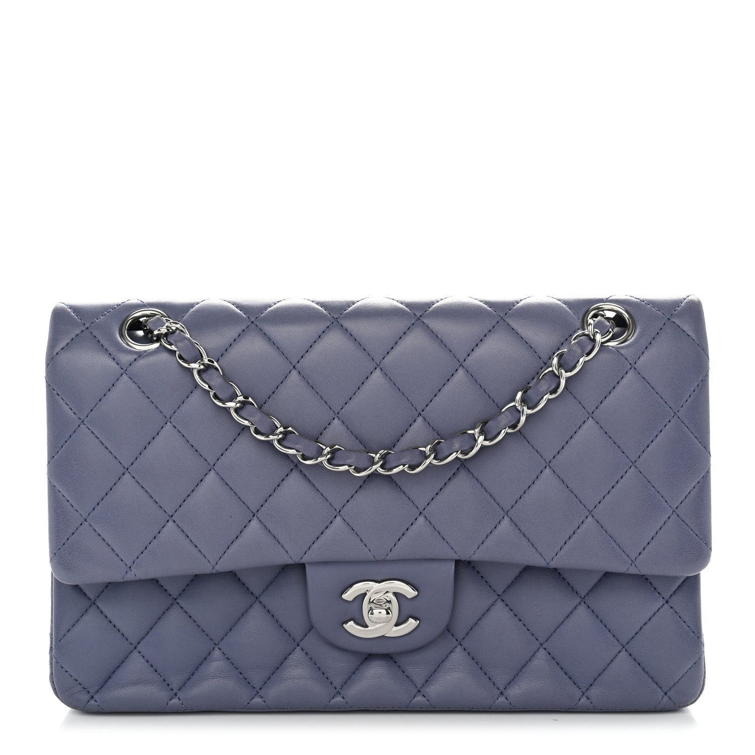 Chanel Lambskin Quilted Medium Double Flap Blue