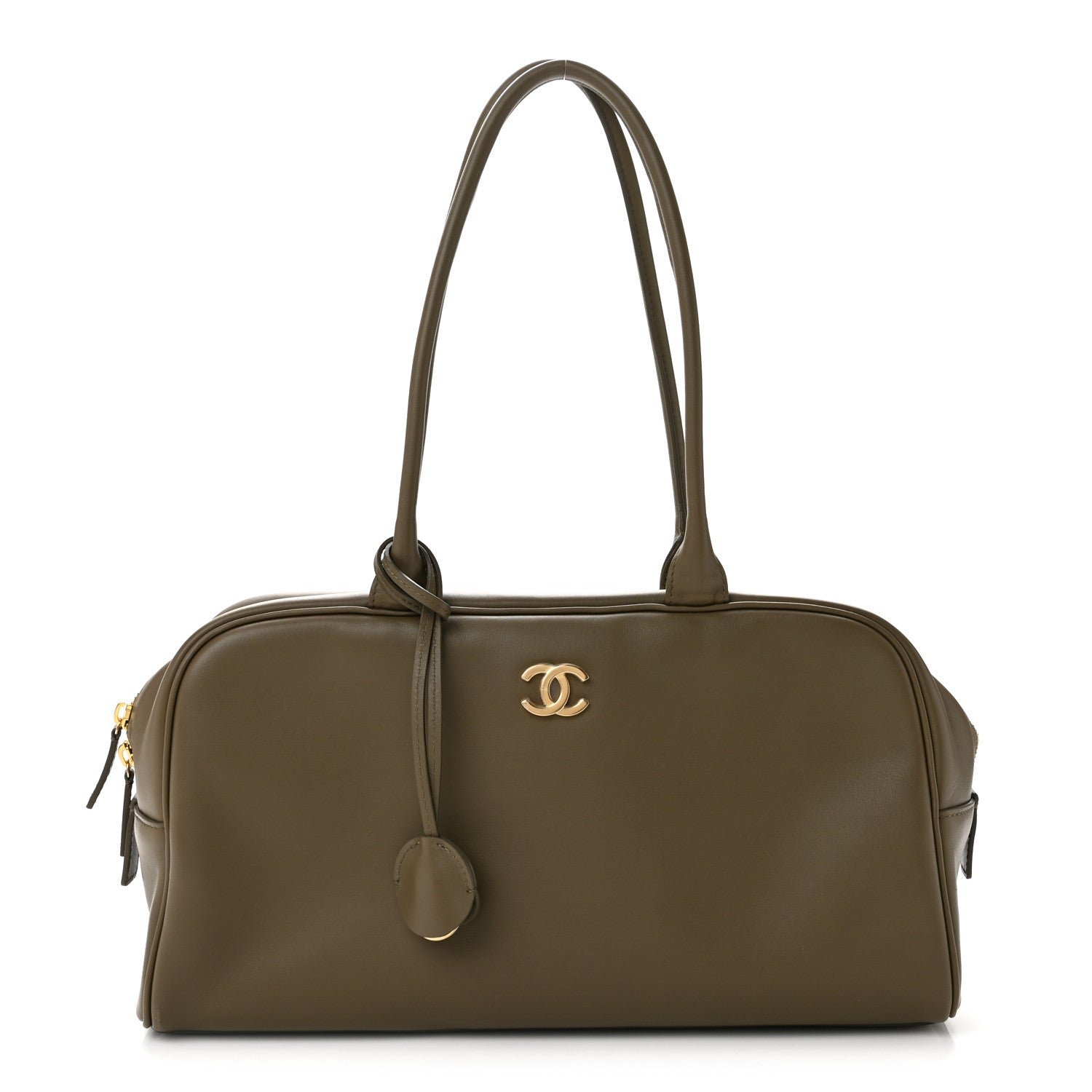 Chanel Calfskin Large Perfect Bowling Bag Dark Khaki