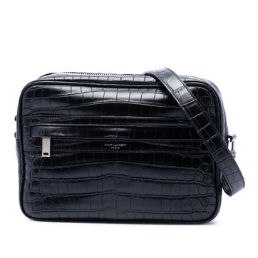 Calf Leather Crocodile Embossed Leather Camp Camera Bag