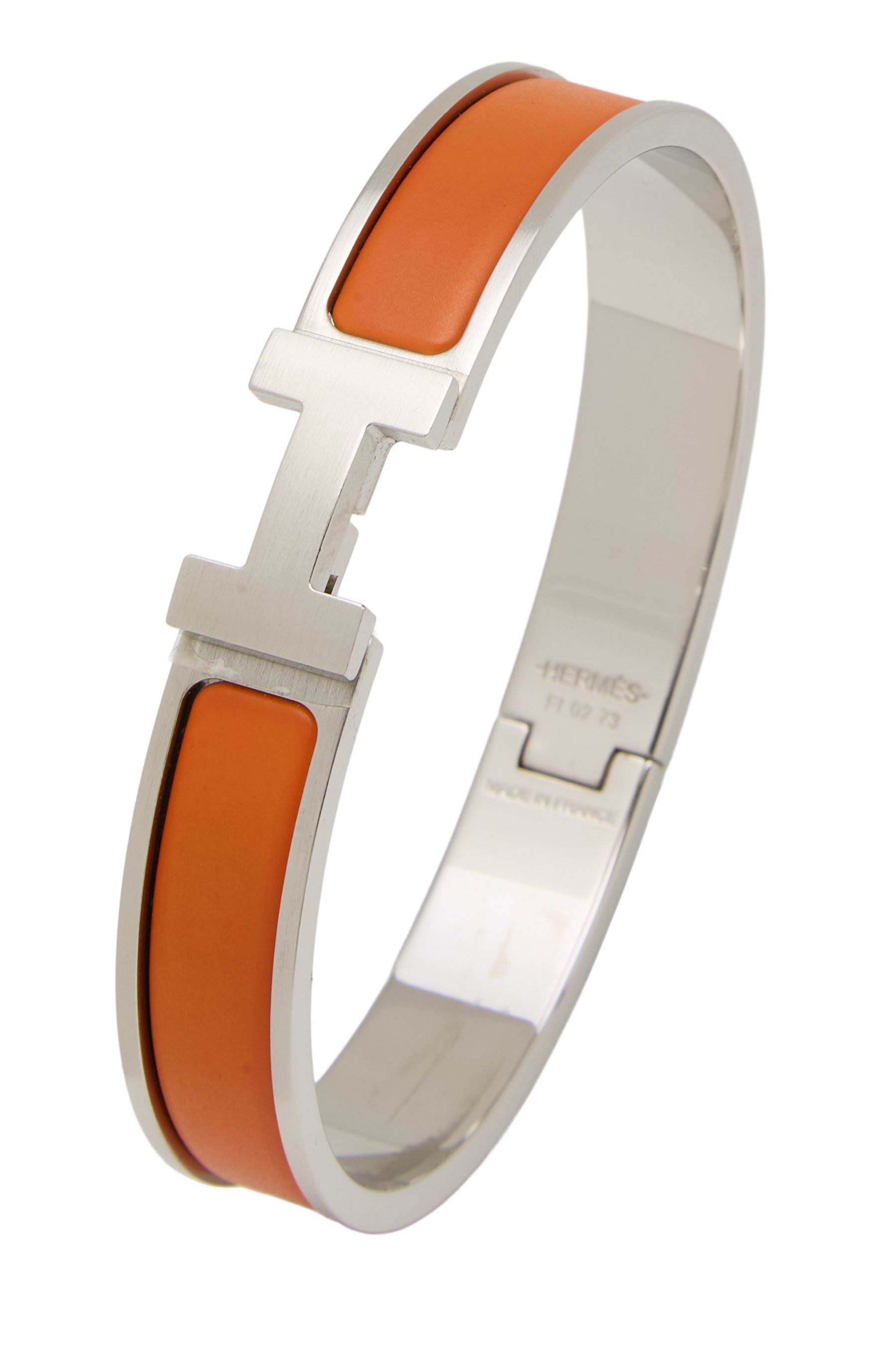 Orange Enamel Clic-Clac 'H' Bracelet Narrow GM
