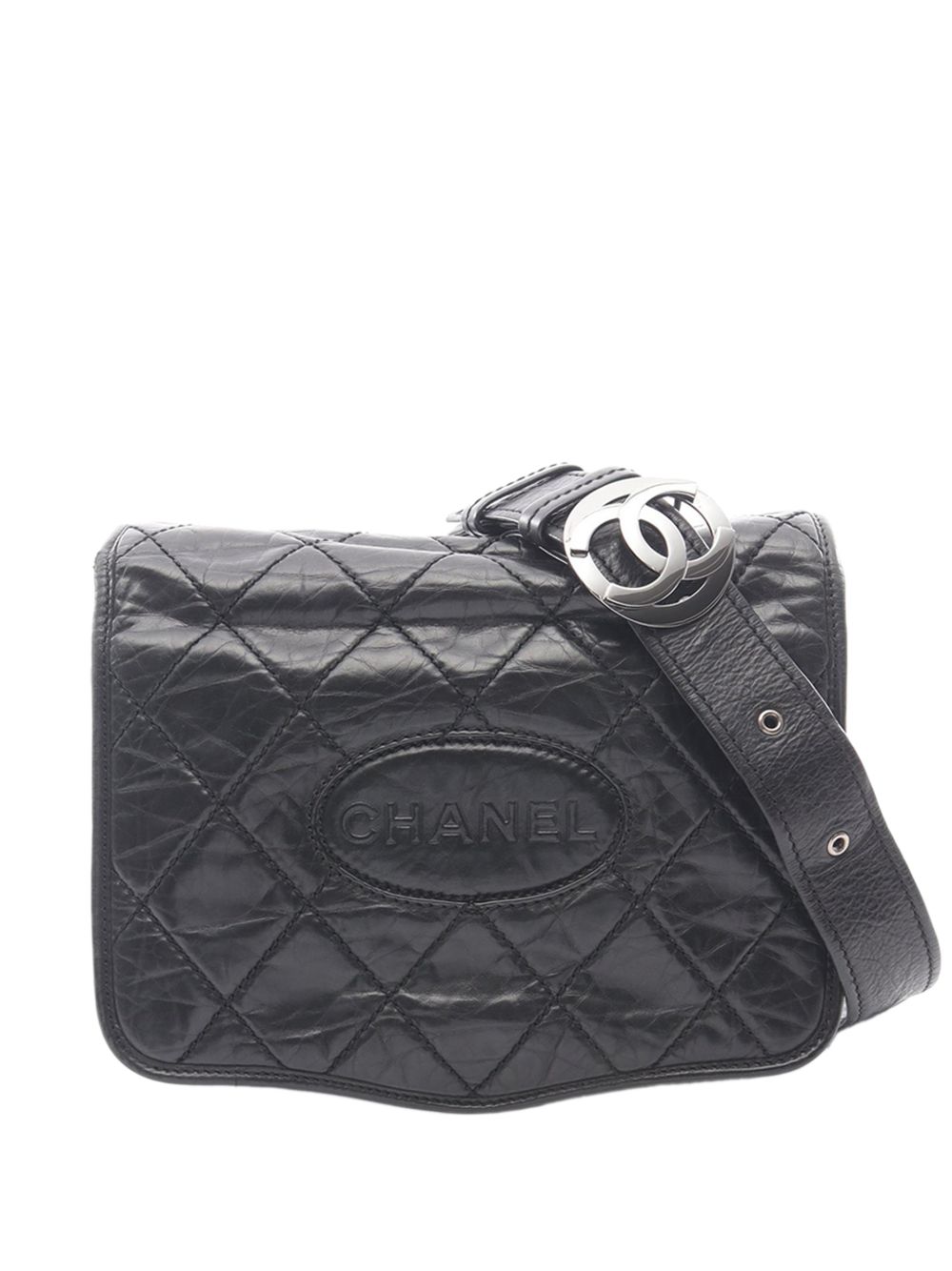 2005-2006 CC Aged Calfskin Logo Flap Messenger Bag crossbody bag