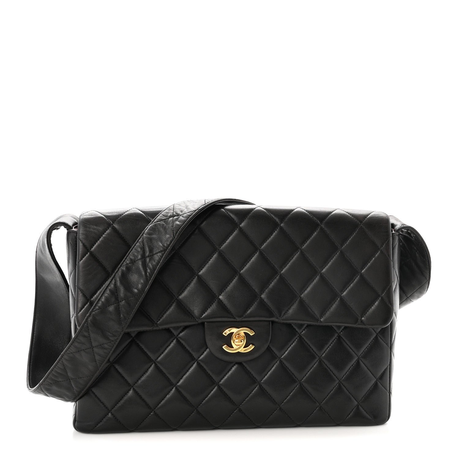 Chanel Lambskin Quilted Flap Shoulder Bag Black