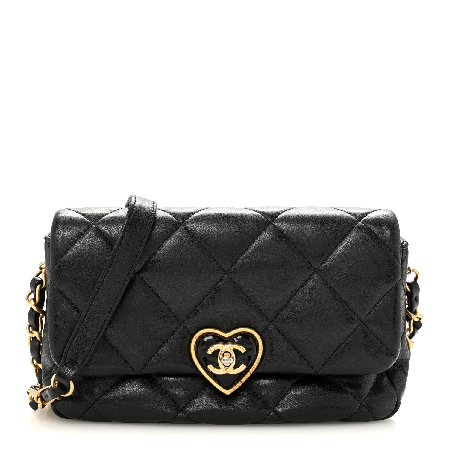 Chanel Lambskin Plexiglass Quilted Coco Love Flap Black