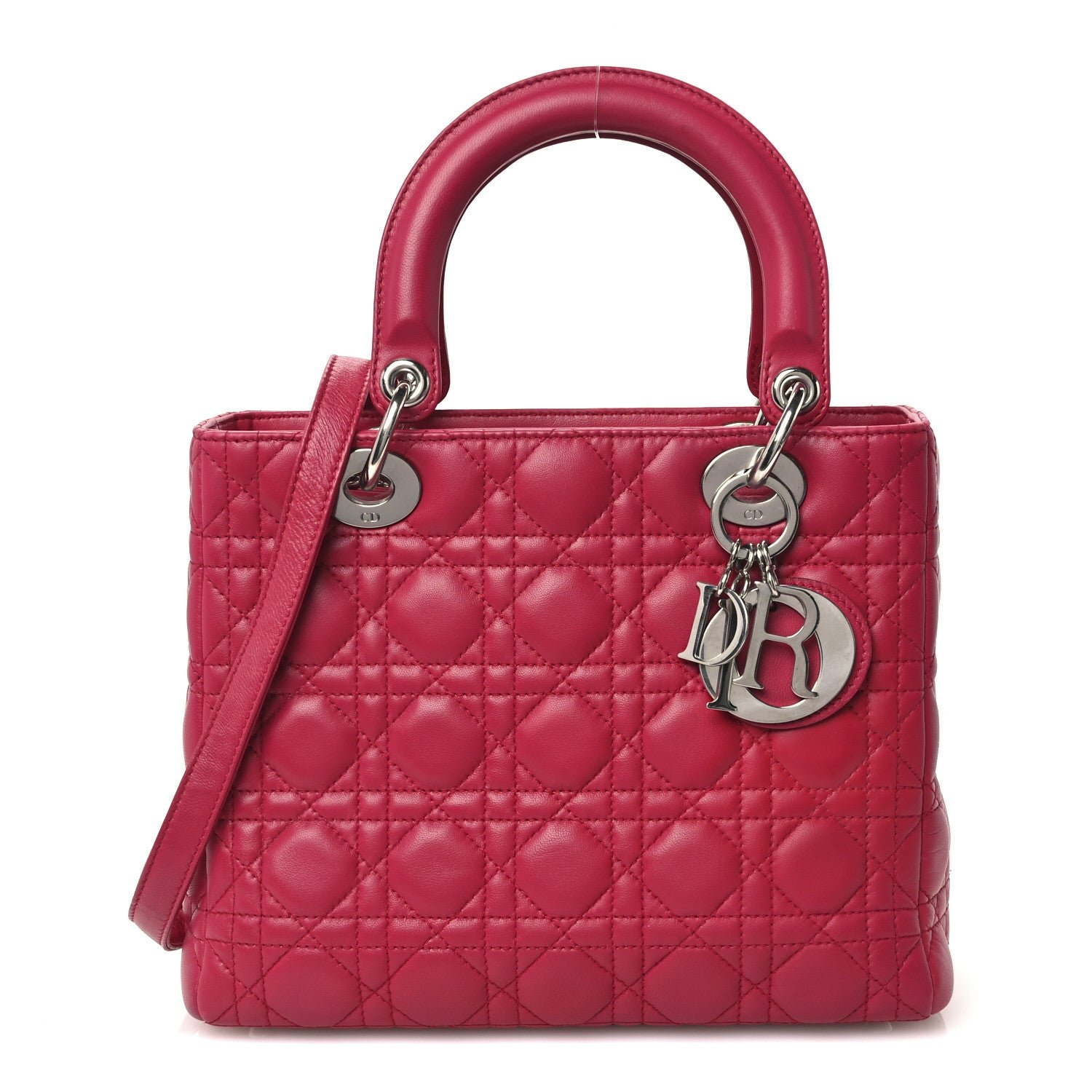 Christian Dior Lambskin Cannage Medium Lady Dior Pink