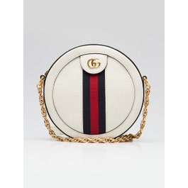 Gucci White Leather Ophidia Mini Circle Camera Bag