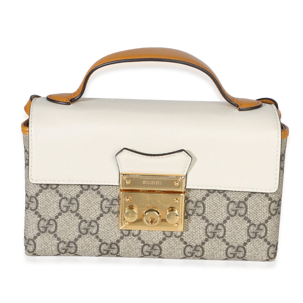 Orange GG Supreme Canvas Mini Padlock Top Handle Shoulder Bag
