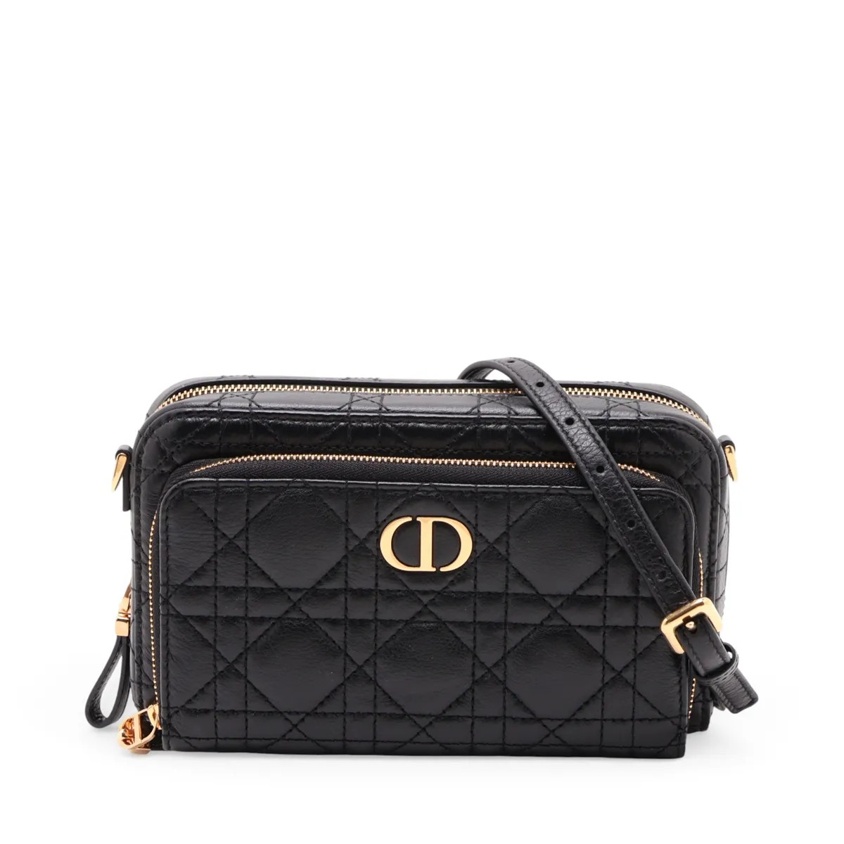 Christian Dior Cannage Caro Leather Shoulder bag Black