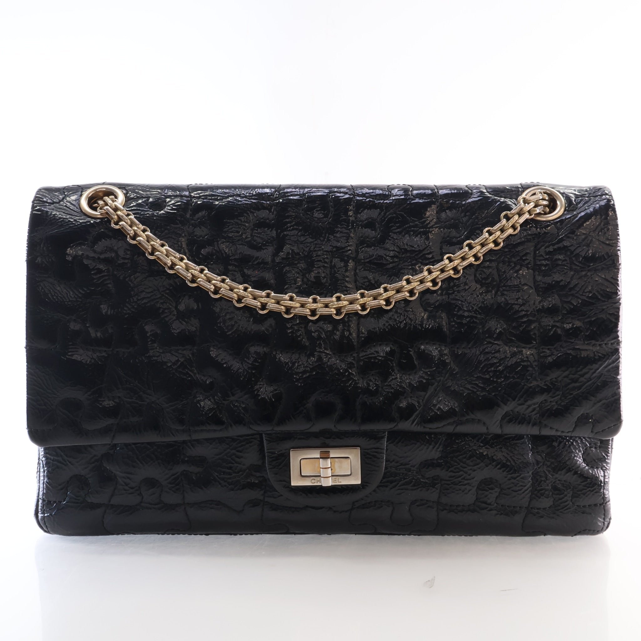 Chanel Medium Crinkled Patent Puzzle Reissue Double Flap Bag