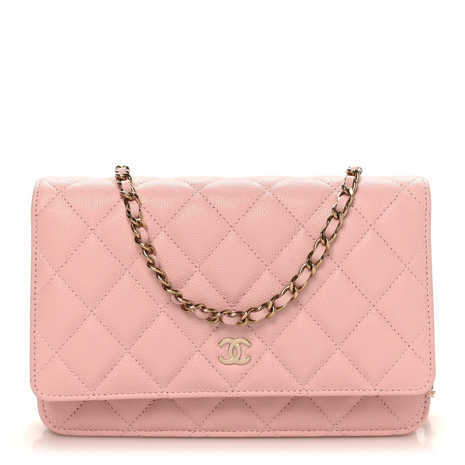 Chanel Caviar Quilted Wallet on Chain WOC Light Pink