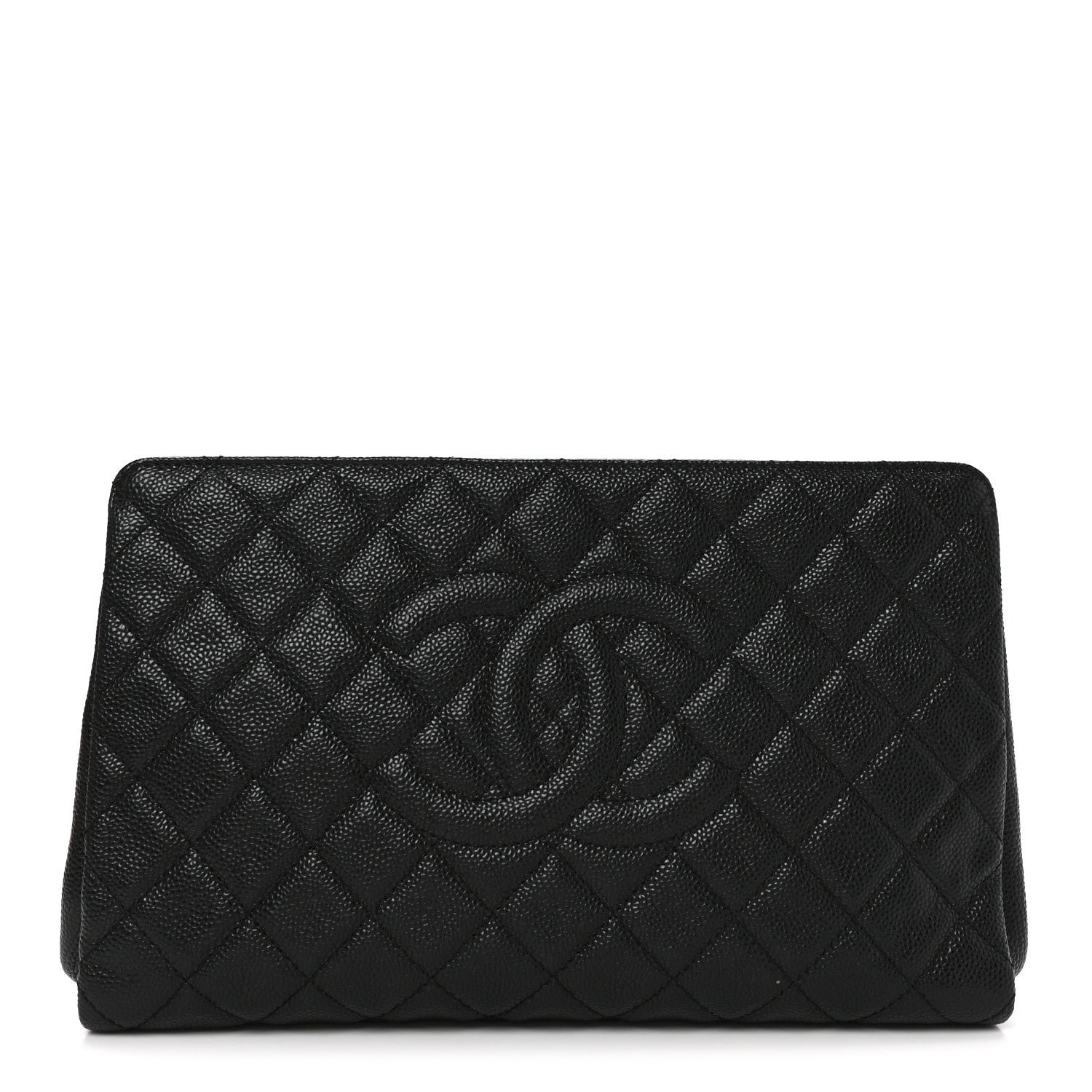 Chanel Caviar Quilted CC Large Clutch Black