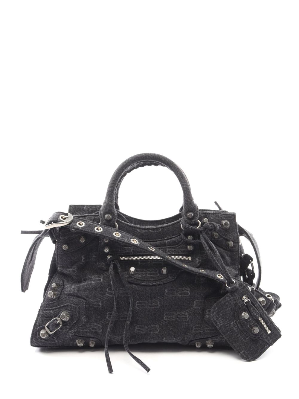 Balenciaga 2010-2026 Denim BB Monogram Neo Cagole satchel