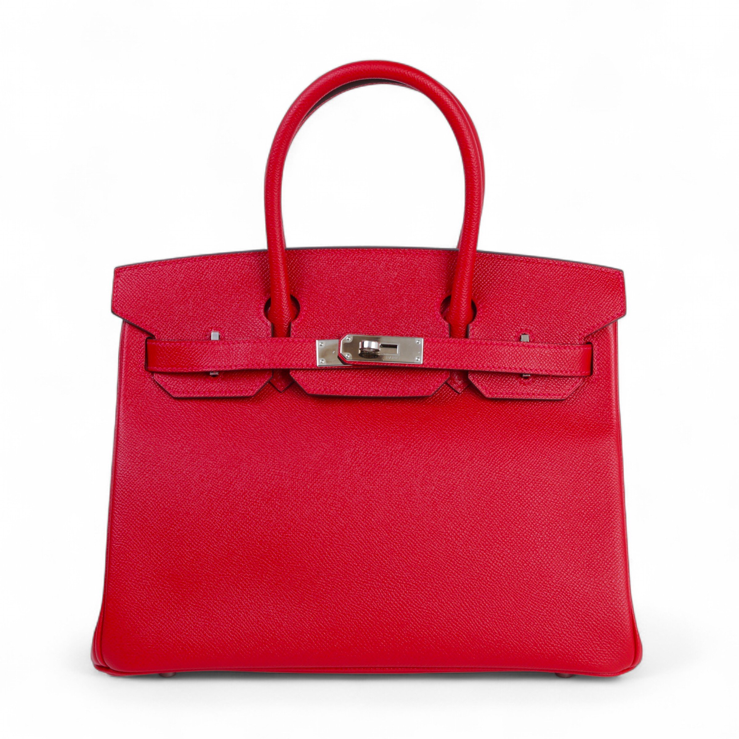 Hermes Unused ( Rank NS ) HERMÈS Birkin 30 Rouge Casaque (Q5) Epsom Palladium hardware A (2017)