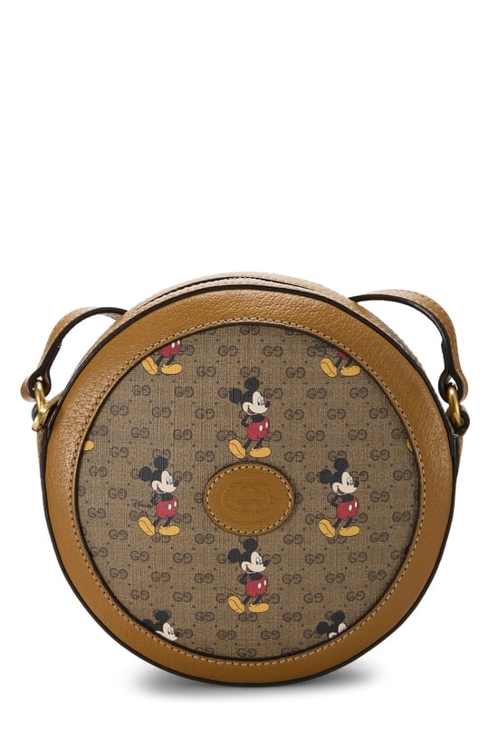 Gucci x Disney Brown GG Supreme Canvas Mickey Mouse Round Crossbody