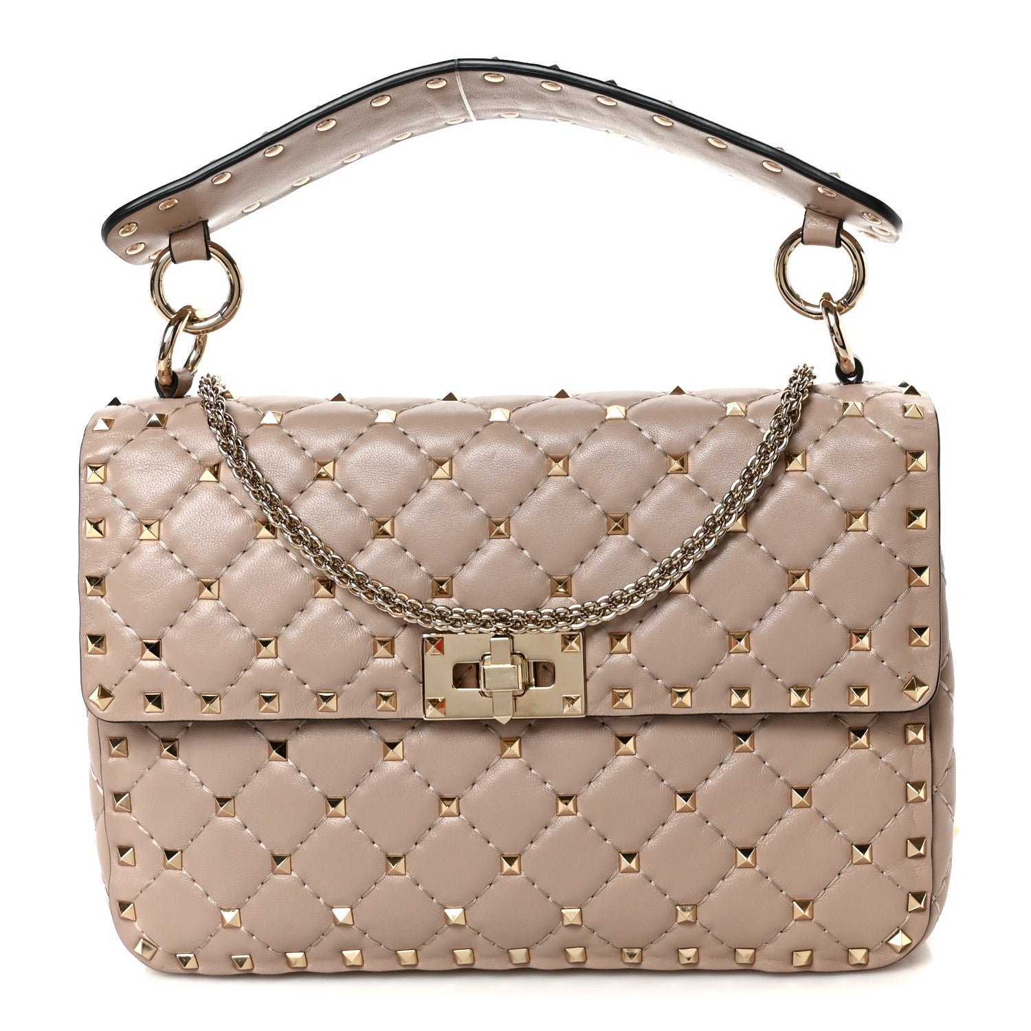 Valentino Garavani Nappa Medium Rockstud Spike Shoulder Bag Poudre