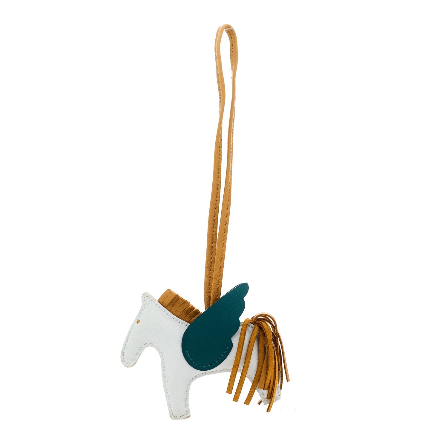 Hermes Hermes Milo Lambskin Grigri Rodeo Pegase Horse Bag Charm PM Bleu Brume Sesame Vert Bosphore