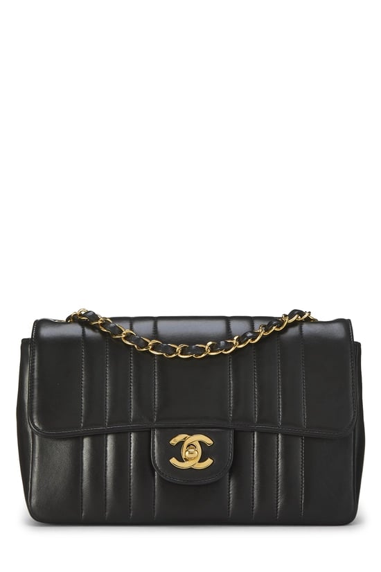Black Lambskin Vertical Flap Small