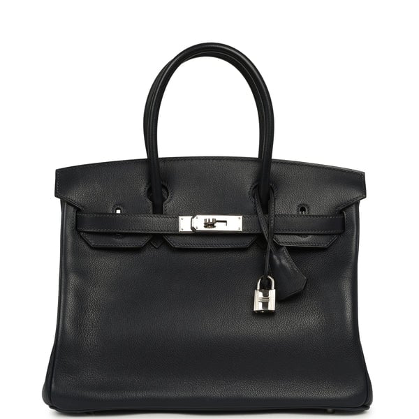 Vintage Hermes Birkin 30 Bleu Indigo Evergrain Palladium Hardware