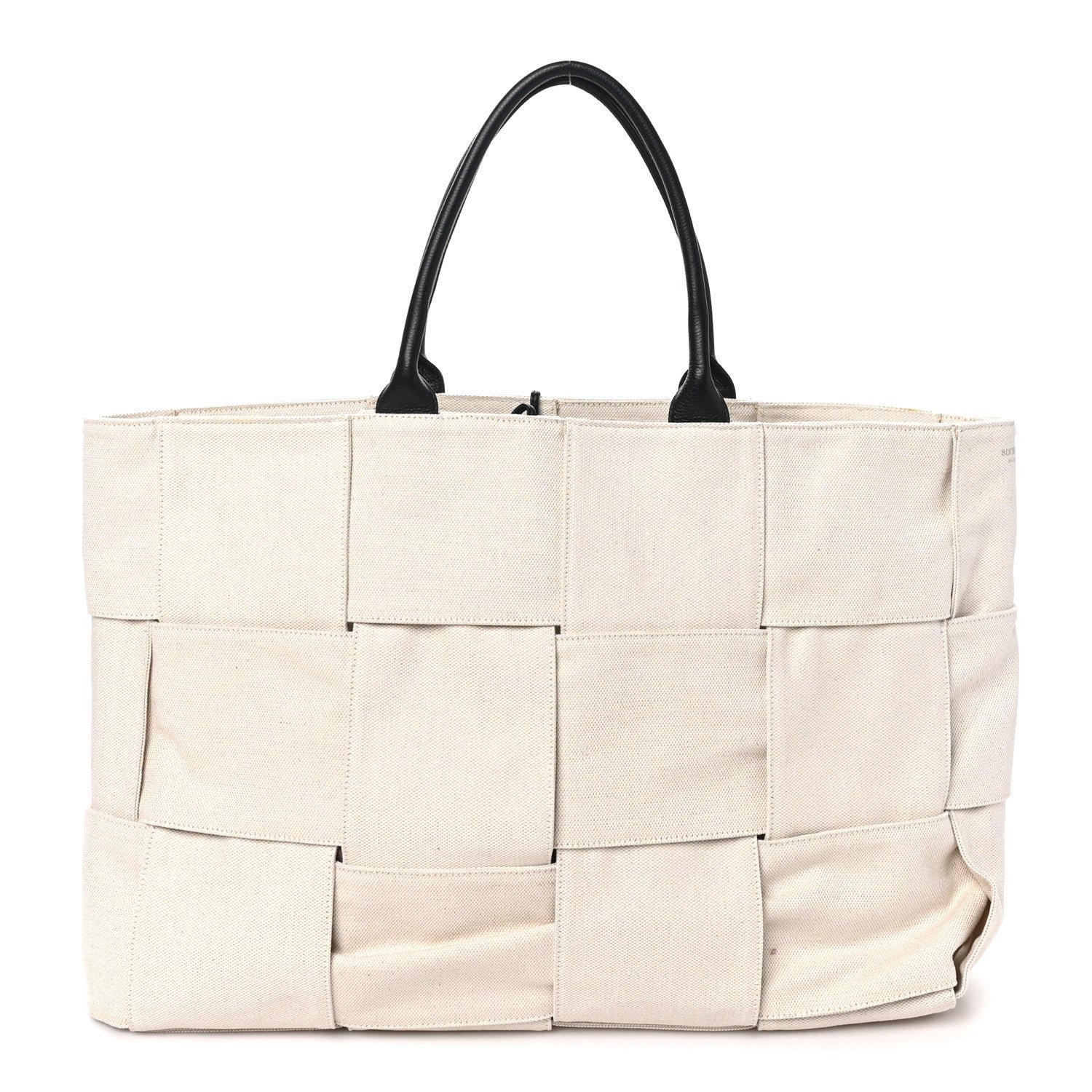 Bottega Veneta Canvas Maxi Intrecciato Large Arco Tote Beige Black