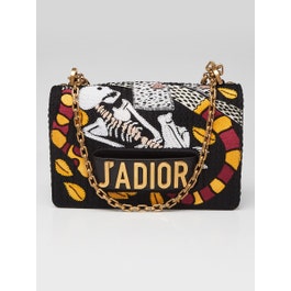 Dior Christian Dior Black Multicolor Beaded Tarot J'ADIOR Mini Flap Bag