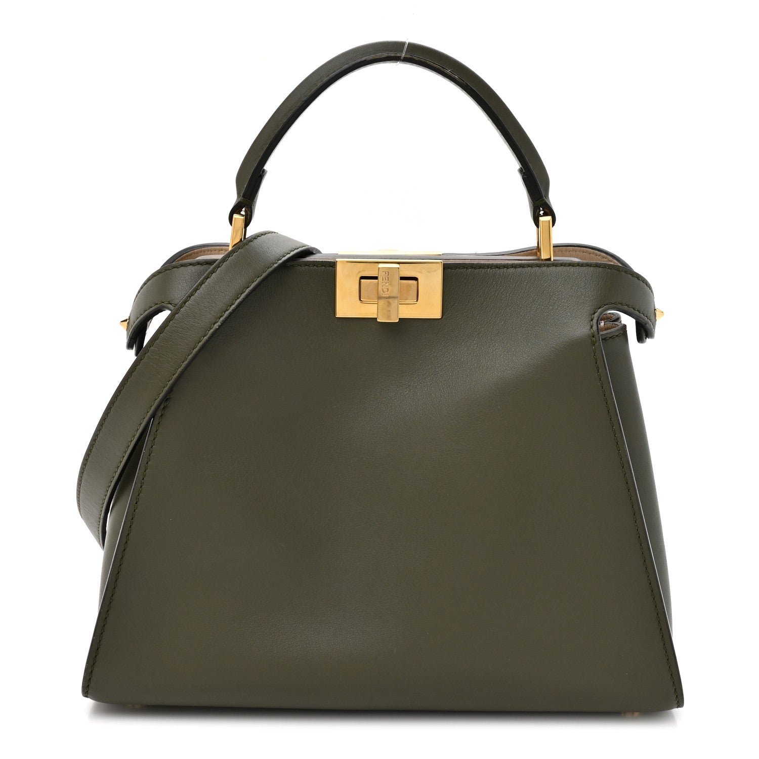 Fendi Vitello Tahiti Burro Medium Peekaboo Iconic Essentially Satchel Asparago Camelia