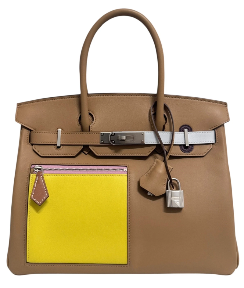 Hermes Limited Edition Chai, Lime, Mauve Sylvester. Bleu Brume and Nata Colormatic Birkin 30 Palladium Hardware, 2023