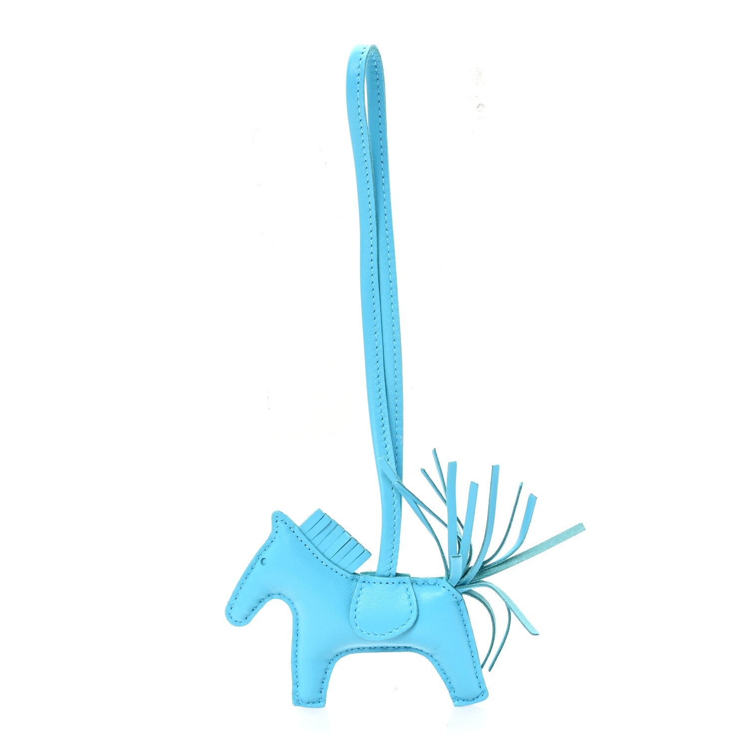 Hermes Milo Lambskin Grigri Rodeo Horse Bag Charm PM Bleu Azteque