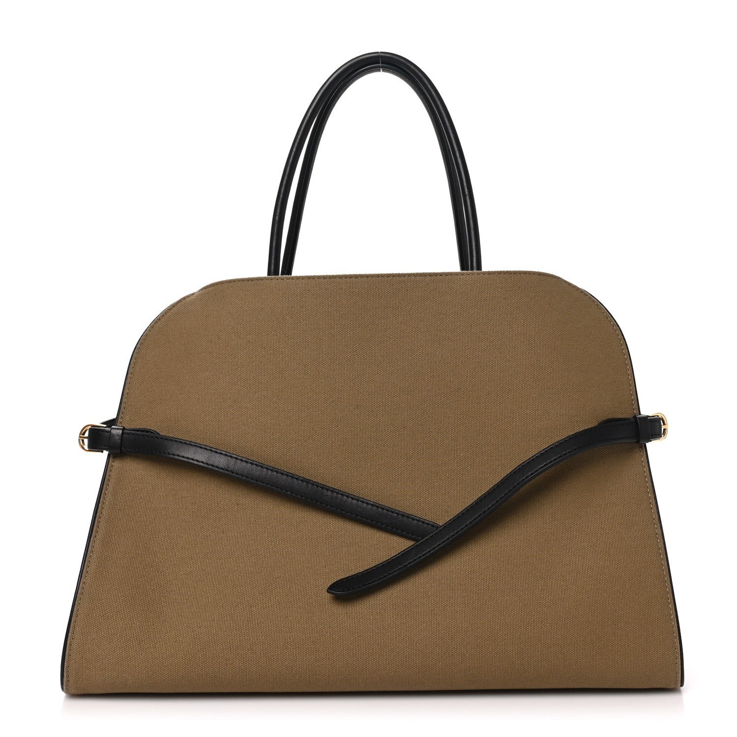 The Row Canvas Calfskin Margaux Belt 15 Fango Black
