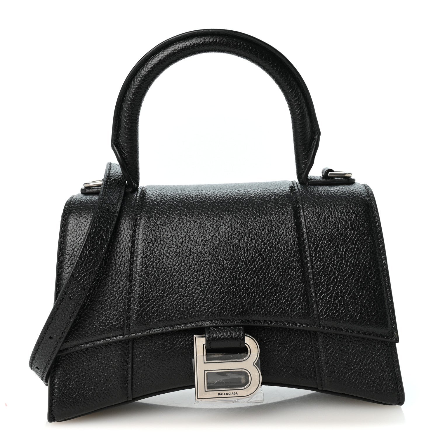 Balenciaga Grained Calfskin Hourglass Top Handle Bag XS Black
