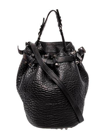 Embossed Leather Bucket Bag