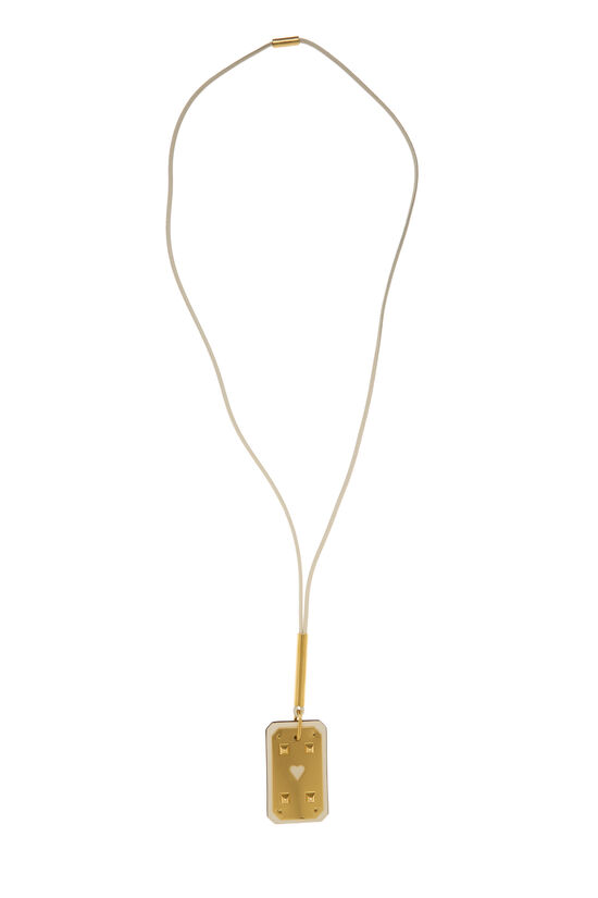 Hermes White & Gold As de Coeur Necklace GM